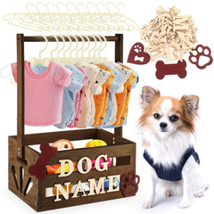 Teenyyou wooden dog closet front view shows compact, space-saving storage for toys and outfits