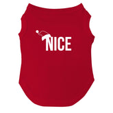 Tees & Tails Nice Dog Tee red sleeveless front view for festive photoshoots