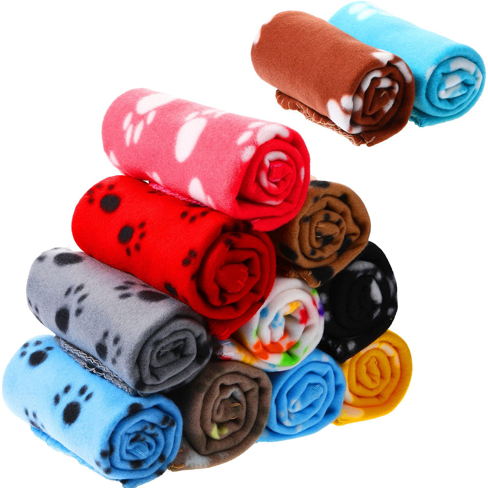 Tegeme paw-print blanket 12pc set for cozy pet warmth and color variety