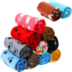 Tegeme paw-print blanket 12pc set for cozy pet warmth and color variety