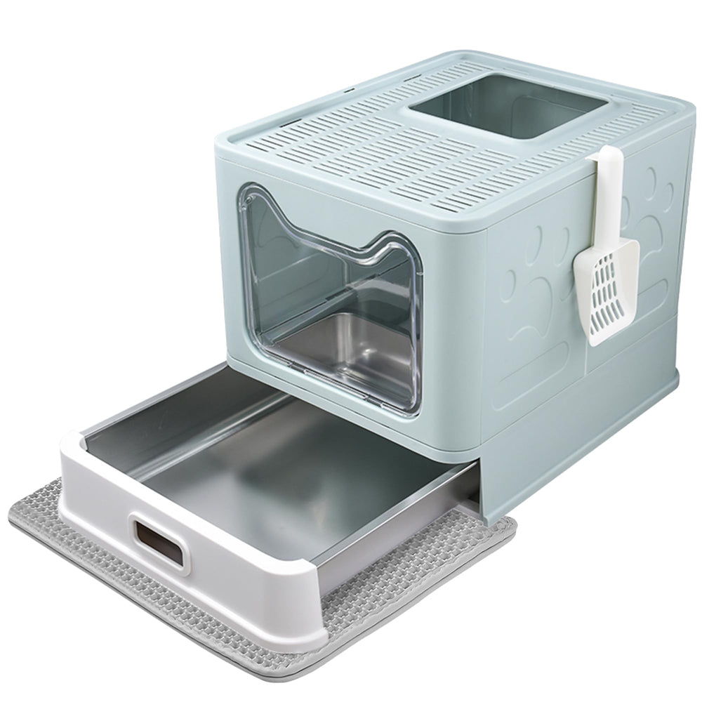 Tehoao enclosed cat litter box front-entry spill-free design