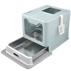 Tehoao enclosed cat litter box front-entry spill-free design