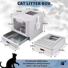 Tehoao stainless steel litter box lid close-up highlights a durable, rust-resistant surface that's easy to clean.