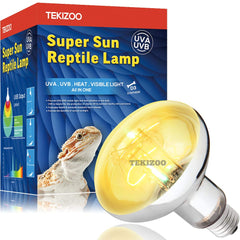 TEKIZOO sun lamp 125W basking closeup delivers warm heat for reptile basking.