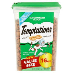 Temptations Classic Treats for Cats Seafood Medley Pack of 2 tubs, ready to snack
