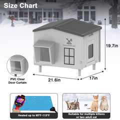 Tepoal heated cat house insulation with double-layer walls minimizes heat loss