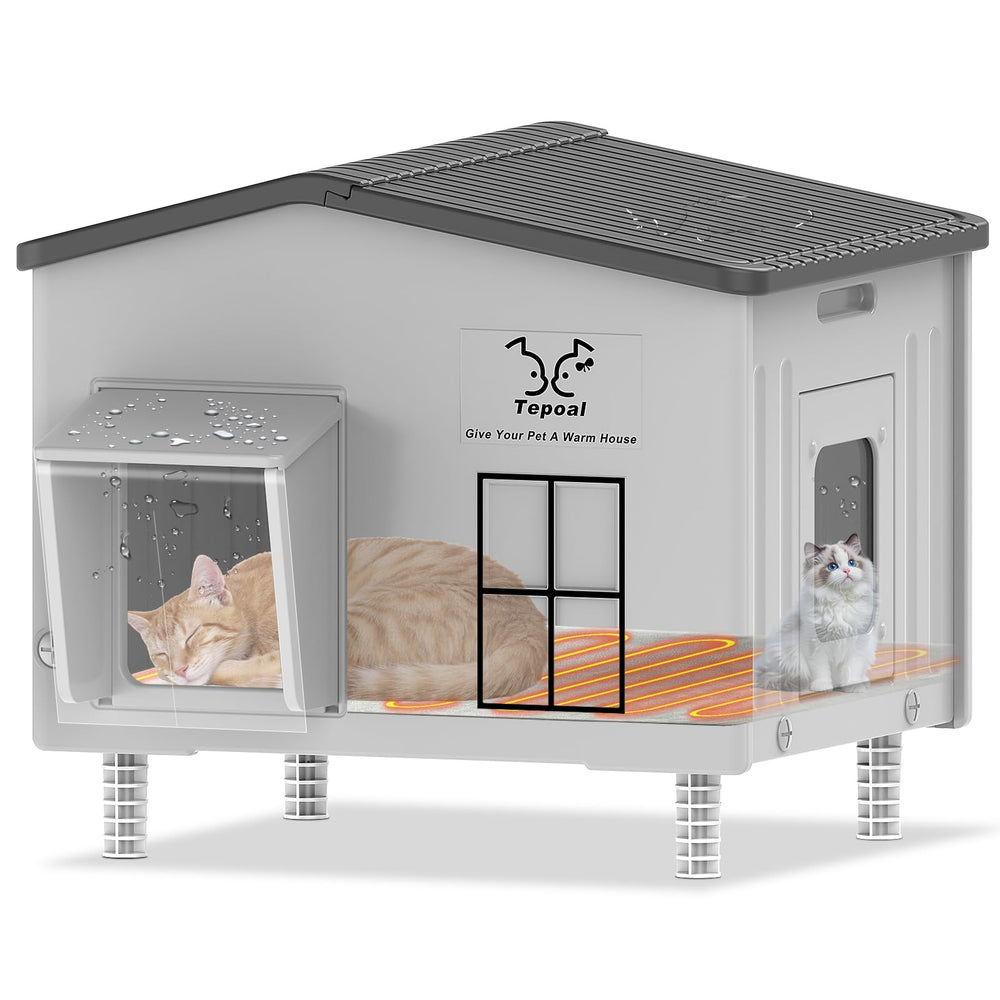 Tepoal heated cat house exterior weatherproofing for winter shelter