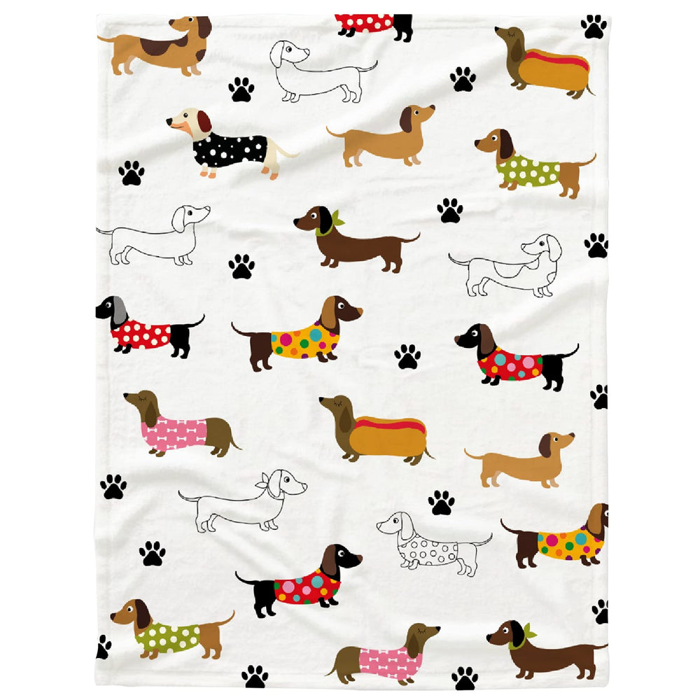 TERSTIN dachshund blanket fabric texture shows soft microfiber comfort.