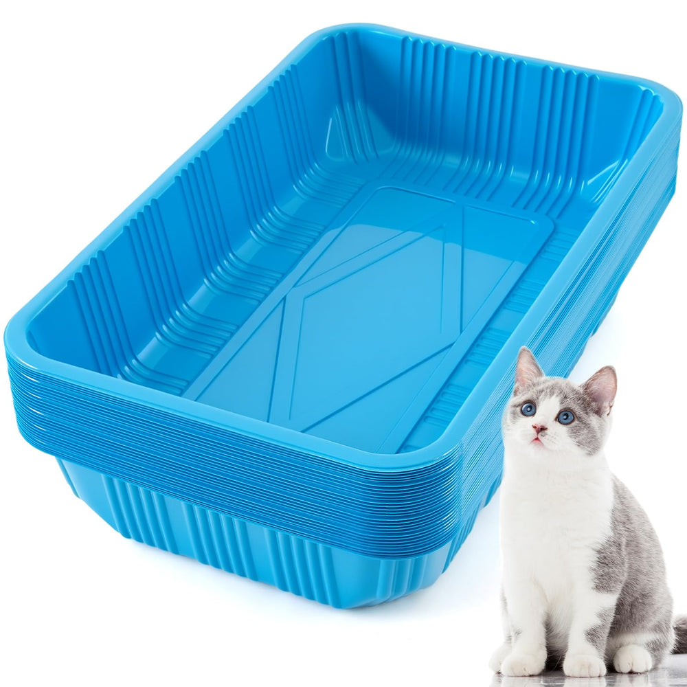 Tessco for you cat litter box tray blue front view highlights portable travel-friendly design