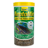 Tetra ReptoMin floating food sticks packaging for aquatic turtles, newts and frogs supporting vitality.