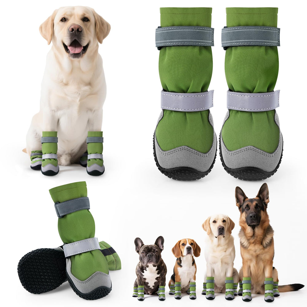 TEWIWAP winter dog boots front view provide secure fit for snowy walks