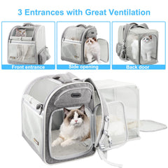 Texsens cat backpack back panel tent bed creates an outdoor lounging space for your pet.