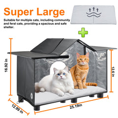 Texsens Outdoor Cat House top view reveals spacious interior for lounging.