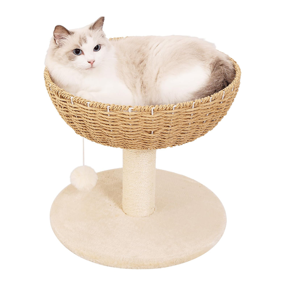 TGMVI cat tree tower handwoven nest offers a cozy elevated retreat.