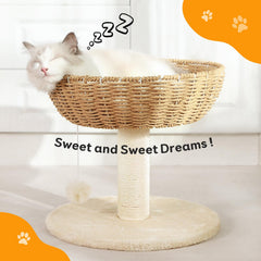 TGMVI cat tree nest interior shows a roomy bed for lounging and resting.