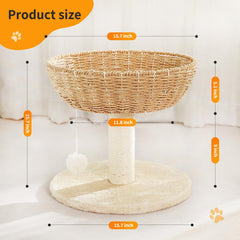 TGMVI woven rattan cat condo provides a spacious hideaway for large cats.
