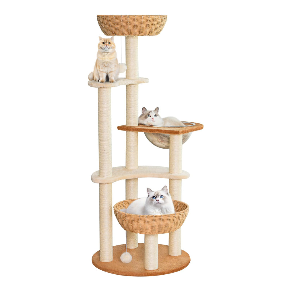 TGMVI modern cat tree tower with nest offers elevated play and scratching for indoor cats