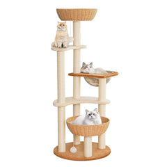 TGMVI modern cat tree tower with nest offers elevated play and scratching for indoor cats