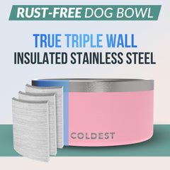 The Coldest Water 3-layer insulation dog bowl helps maintain water temperature