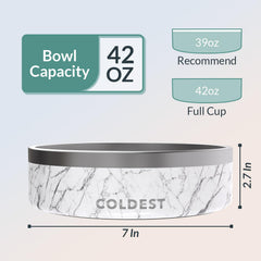 The Coldest Water Bowl spill-proof design minimizes mess during feeds.