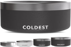The Coldest Water dog bowl with anti-rust metal finish for lasting durability and chew resistance.