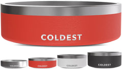 The Coldest Water dog bowl front Crimson Red with triple-wall insulation and 42 oz capacity