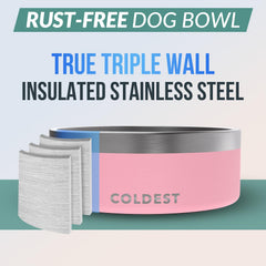 The Coldest Water dog bowl triple-wall insulation keeps water cool longer