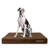The Dog's Bed Orthopedic XXL brown plush shows cozy, joint-supporting surface.