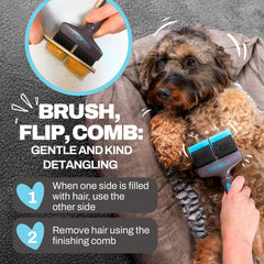 The Doodle Brush painless dematting pins glide through tangles with minimal pulling