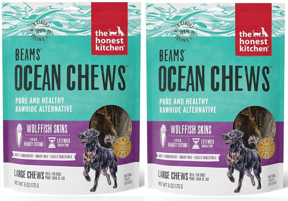 The Honest Kitchen Beams packaging shows two 6-ounce bags for easy portioning and freshness.