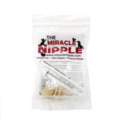 The Miracle Nipple sample set in use demonstrating kit with syringes for precise feeds.