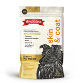 The Missing Link skin-coat powder bottle shows potent blend for healthier skin and coat.