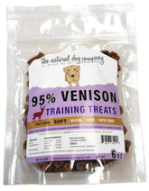 The Natural Dog carne de venado, trozos suaves, ideales para entrenamiento y paseos.