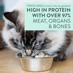 The New Zealand Natural Pet Food Co Meow freeze dried cat food meal topping suggestion.