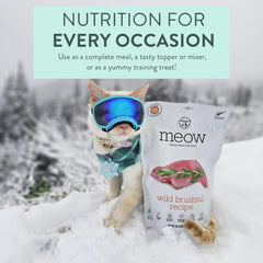 The New Zealand Natural Pet Food Co Meow freeze-dried wild brushtail-serving demonstrates a versatile meal topper
