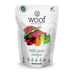The New Zealand Natural Pet Food Co WOOF bag closeup, premium freeze-dried nutrition for daily meals.