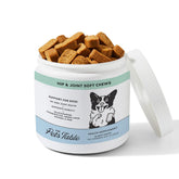 The Pets Table Hip & Joint soft chews bottle, duck flavor, supports joint comfort.