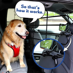 The ZooKeeper dog barrier tilts and slides to follow seat movement