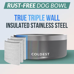 The Coldest Water bowl features true triple-wall insulation for durability.