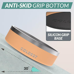 The Coldest Water dog bowl triple-wall insulation close-up, keeps water steady.