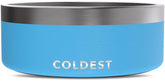 The Coldest Water dog bowl outer view shows durable stainless steel and Celestial Blue finish.