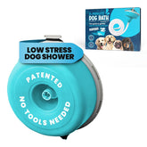 TheMagicShower dog bath hose attachment in use for gentle full-body rinsing.
