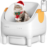 Thereye self-cleaning cat litter box open-top design shows spacious entry for cats of all sizes.