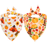 THLOH Thanksgiving bandana with pumpkins and turkeys; dual-layer durable fabric for festive wear.