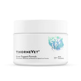 ThorneVET Liver Support Powder bottle label shows liver health benefits for dogs and cats.