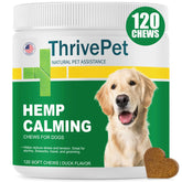 ThrivePet hemp calming chews duck flavor bag helps your dog relax after stressful events.