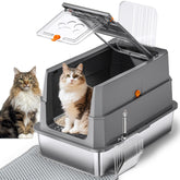 THS MUMS stainless steel litter box with lid open enables quick maintenance