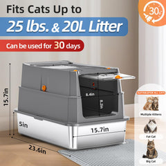THS MUMS stainless steel litter box top-entry eases access for seniors