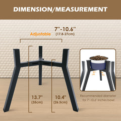 TIDANT dog bowl stand adjustable width—fits bowls 7–10.6 inches.