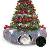 Tidjani cat tunnel Christmas tree skirt protects your tree while inviting curious indoor cats to explore.